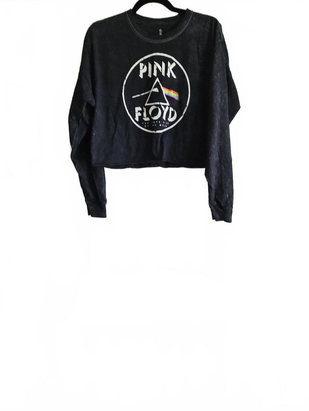 Pink Floyd The Dark Side of the Moon Long Sleeve Crop Top Size Large